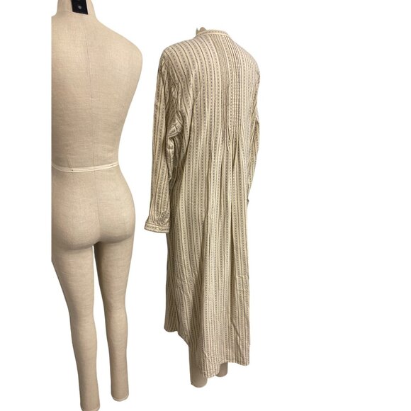 Vintage L.L. Bean Long Sleeve Striped Maxi Dress With Button Front Pintuck Detai - Picture 9 of 10